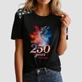 thumbnail image 6 of idosla 250 Anniversary USA Shirt Women 250Th Anniversary Tshirt 1776-2026 Patriotic Shirts American Flag Eagle Tops (Navy, L), 6 of 6