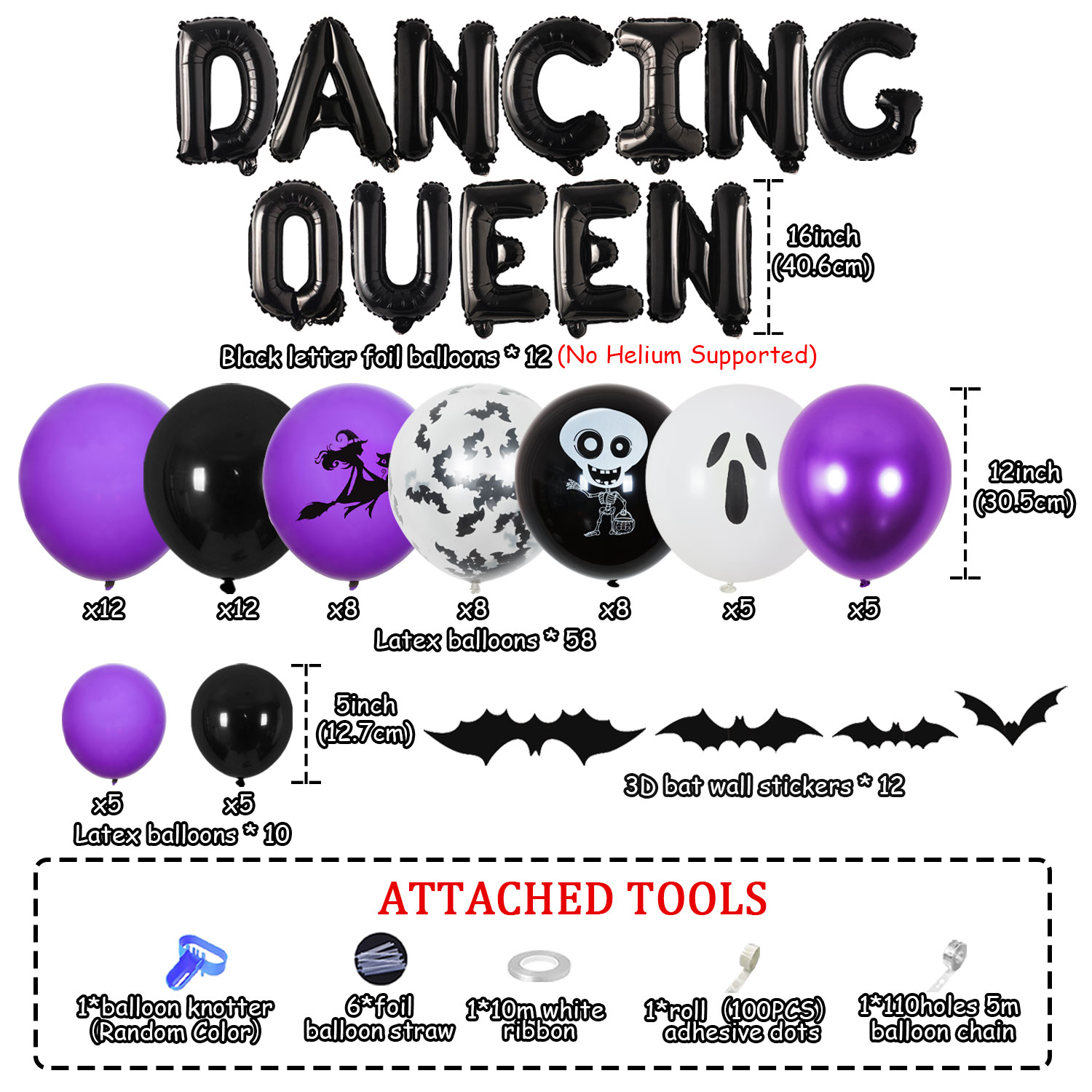 94Pcs Purple Balck Dancing Queen Party Decorations Halloween Balloon Arch Garland Kit 4D Disco Dancing Queen Foil Balloons 3D Bat Wall Stickers for Dancing Queen Bachelorette Party Decor Supplies