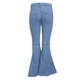 thumbnail image 5 of Women's Casual Pants Bell Bottom Jeans For Women High Waisted Classic Flared Denim Pants Stretchy Wide Leg Jeans Bell Bottoms Trousers,Blue Women's Casual Pants L, 5 of 5