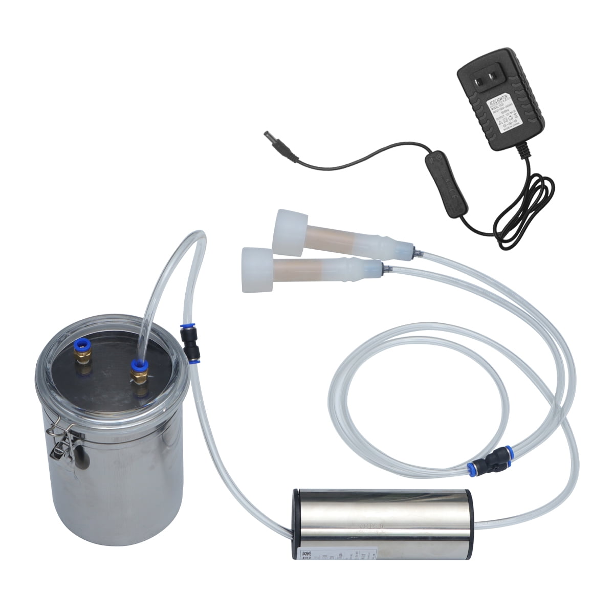 2L Portable Electric Milking Machine Vacuum Pump For Farm Cow Sheep Goat Tank US 