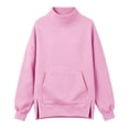 thumbnail image 4 of Mock Neck Sweatshirt Women Lightweight Sweatshirt Fall Winter Casual Sweatshirts Oversized Cloud Outdoor Sweatshirt Shirt Sweatshirts with Pockets Long Sleeve Top,Pink,XL, 4 of 4
