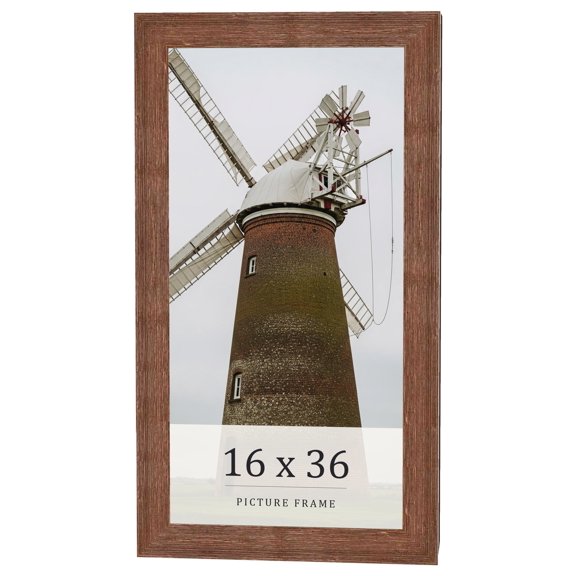 16x36 Frame Brown Farmhouse Solid Wood Picture Frame Width 1.5 Inches | Interior Frame Depth 0.5