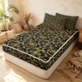 thumbnail image 3 of Erosebridal Southwestern Damask Zipper Full Size Comforter Sets with Fitted Sheet and 2 Pillowcases, Retro Blossom Zipper Bedding Set, Black Gold, Black Reversible, 3 of 7