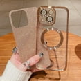 thumbnail image 4 of iPhone 14 6.1" Magnetic Glitter Case, [Compatible with Magsafe] Cute Luxury Plating Bling Clear Phone Case, Full Camera Lens Protector Anti-Scratch Shockproof Protective Case-Gold, 4 of 12