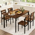 thumbnail image 2 of Lamerge 47'' 4 Person Dining Table Set, Rustic Solid Wood Kitchen Dining Table and Chairs 4 Piece Set for Small Spaces, Apartment Kitchens and Dining Rooms, Breakfast Corner. (Rustic Brown), 2 of 7