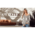 thumbnail image 4 of Women's Oversized V Neck Fuzzy Sweaters Casual Loose Long Sleeve Chunky Knit Pullover Floral Pattern Jumper Tops, 4 of 8
