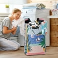 thumbnail image 5 of Yayeee Freestanding Laundry Hamper with Handle Collapsible Large Storage Basket for Clothes, Pink Seaside, 5 of 7