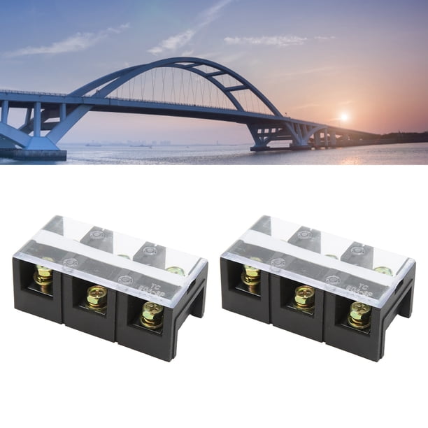 Terminal Block Two Rows Terminal Block, 2 Pcs, Dual Rows, 60A 600V, Compact Terminal Block ...