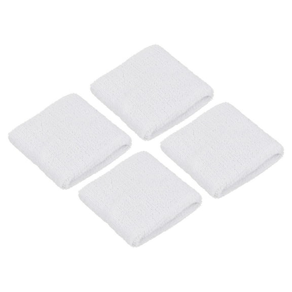 Uxcell 8x8cm Sport Wrist Bands Terry Absorbent Athletic Sweatband, White 4 Pack