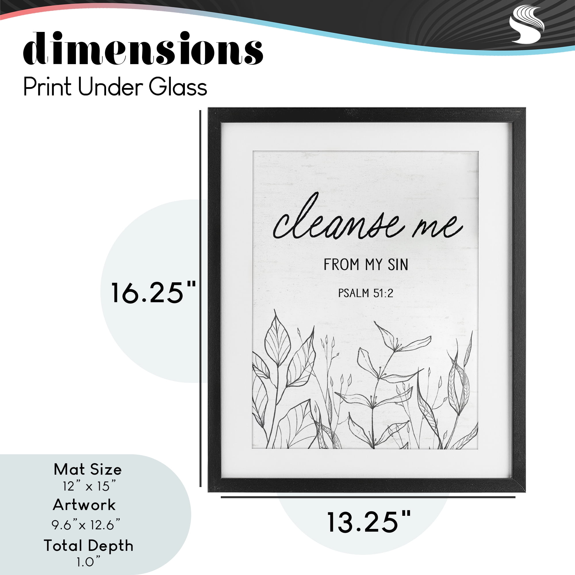 Cleanse Me From Sin Black Framed Print Under Glass, design by Lettered and Lined