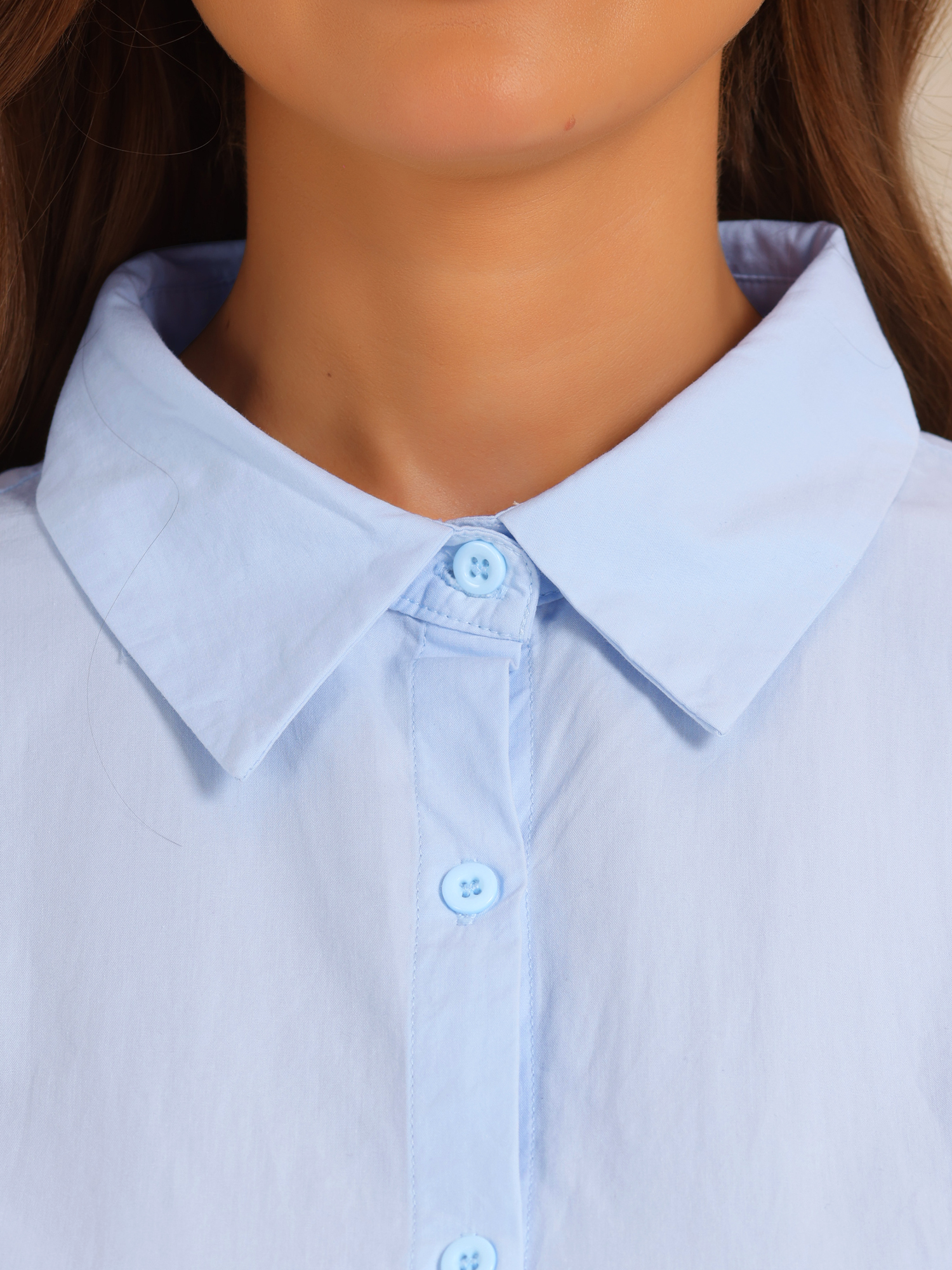 DARING DIVA Women's Collar Long Sleeve Button Down Cotton Work Shirt XL Light Blue