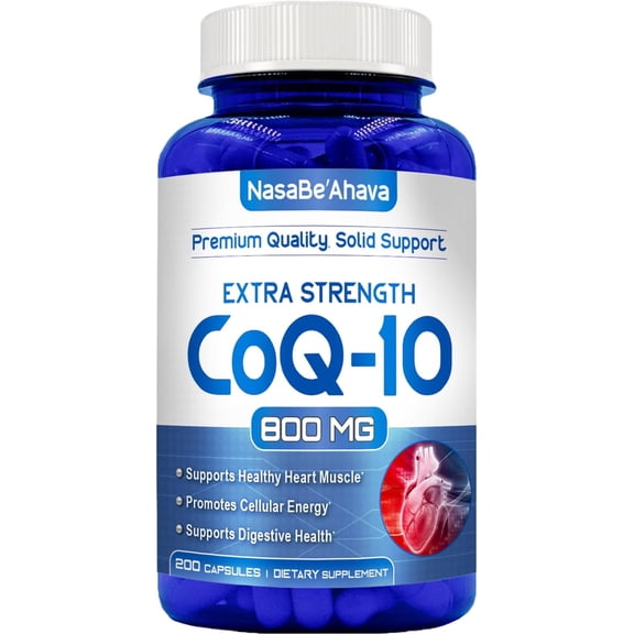 NasaBeahava CoQ10 Supplement, Vegan Coenzyme Q10 for Skin, Heart & Energy, 800mg, 200 Capsules