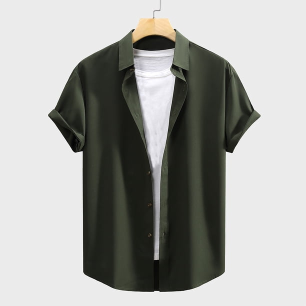 pstuiky camisetas de manga corta para hombre, Blusa de manga corta con cuello redondo y empalme irregular para hombre ropa de hombre l