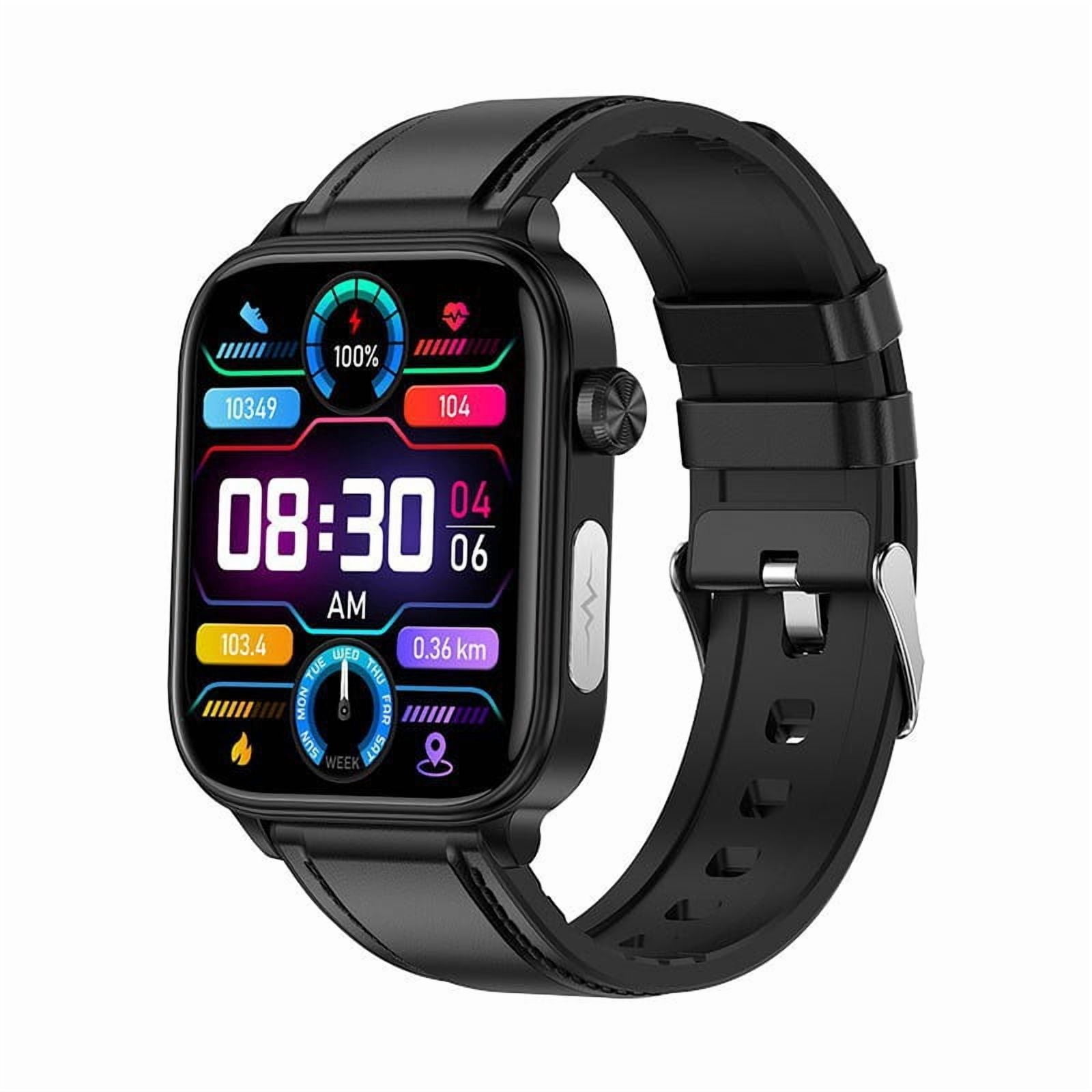Laatikui ET570 smart watch, Bluetooth GPS men and women sports waterproof mode, 1.96-inch fitness exercise tracker, call/smart reminder