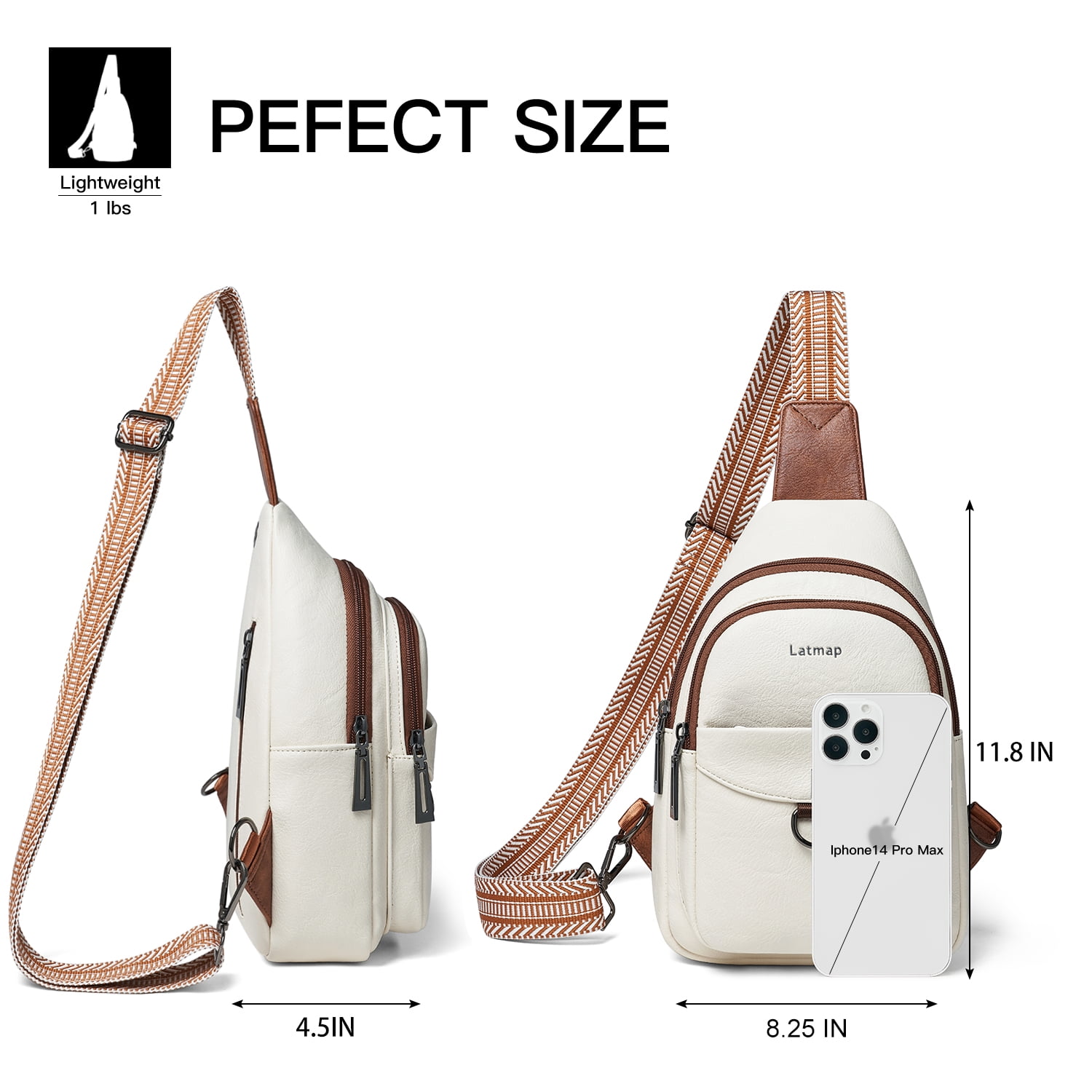 7L Crossbody Sling Bag, Anti-Theft Travel Chest & Belt Bag for Women and Men, Faux Leather