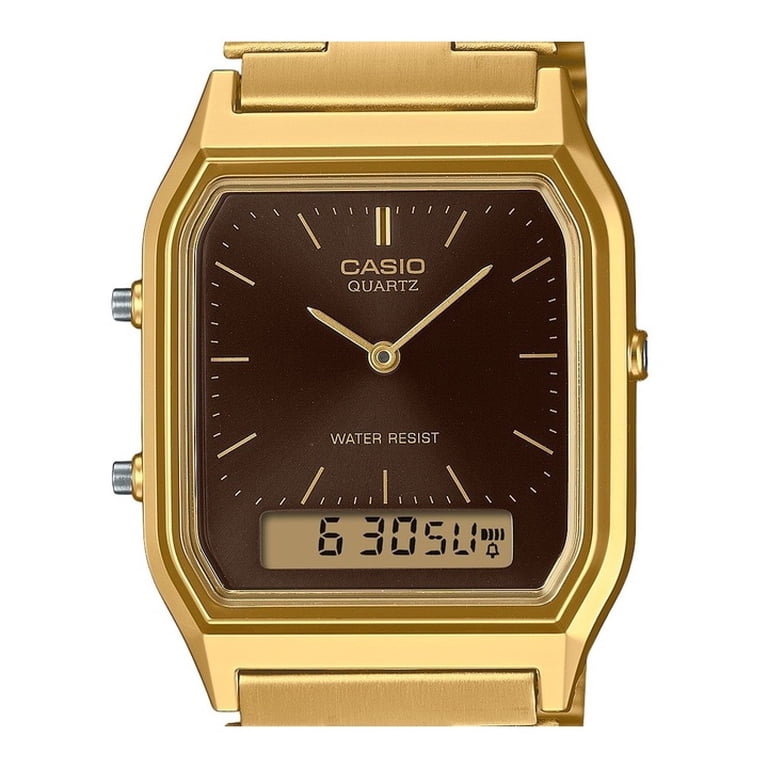 Casio, Unisex Watch, AQ-230GA-5A, Brown Dial, Gold Tone - Walmart.com