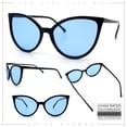 thumbnail image 2 of SA106 Womens Oversized Cat Eye Goth Pop Color Lens Plastic Sunglasses Black Frame - Blue Lens, 2 of 7