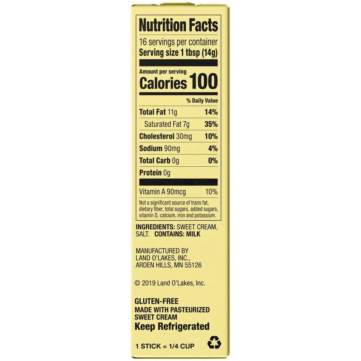 Land O Lakes Quarter Salted Butter, 8 Ounce - 12 per case.