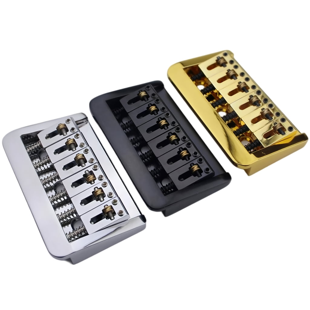 MOMOJIA Guitar Bridge with Copper Fixed Saddles and Zinc Block Replacement Part For Electric Guitar 10.5mm String Spacing