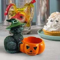 Gothic Ghost Candle Holder - 4" Black Resin Halloween Decor for Tabletop, Fireplace & Bookshelf, Dual-Use Centerpiece for Spooky and Holiday Themes