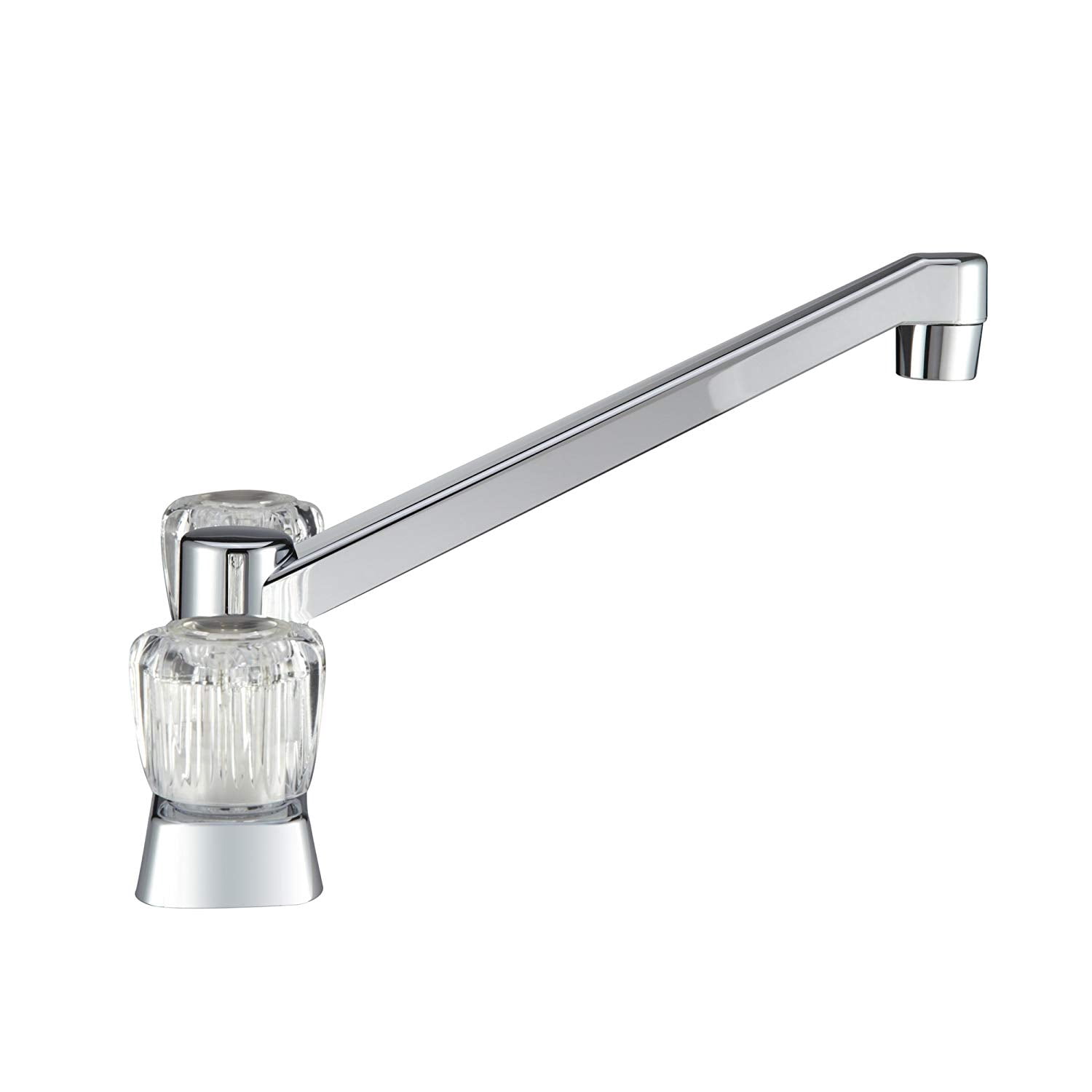 Dura Faucet Two Handle Kitchen Faucet with Crystal Acrylic Knobs for RVs- Chrome Polished