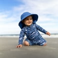 thumbnail image 2 of JAN & JUL Wide Brim Baby UPF Swim Sun-Hat with Strap, Unisex (S: 0-6 Months, Blue With Blue Trim), 2 of 7