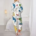 thumbnail image 5 of Disketp Pajamas Set Long Sleeve Sleepwear Womens Button Down Nightwear Pj Sets-Dinosaur Listening To Music, 5 of 9