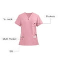 thumbnail image 4 of Dianli Gifts Medical Uniform Men's V Neck Nurse Scrub Top with Pocket Short Sleeve Solid Color Caregiver Work Shirt Breathable Quick-Dry Lightweight Comfortable Medical Scrub, 4 of 9