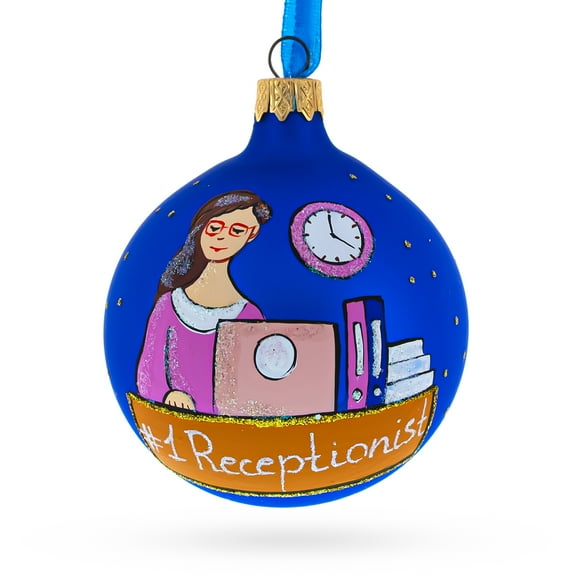Receptionist Secretary Glass Ball Christmas Ornament 3.25 Inches