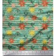 thumbnail image 1 of Soimoi Tissu Poly Georgette Rayé & Imprimé Floral au Mètre 52 Pouces de Large, 1 of 2