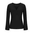 thumbnail image 4 of ShiShine Womens Deep V Neck Sexy Wrap Sweater Long Sleeve Slim-Fitted Top, 4 of 6