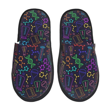 

Sikiie Chemistry Science Fuzzy Slip-on Slippers Warm Cozy Soft Lightweight Memory Foam Indoor House ShoesLarge