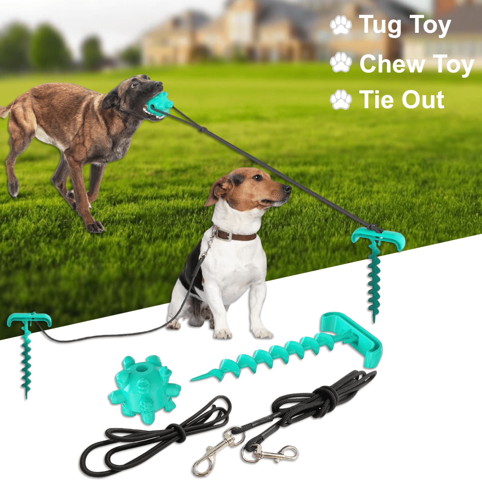 Durable dog toy Basic tug toy with bungee handle and soft ball Colorful toy for dogs Valentine's gift for dogs