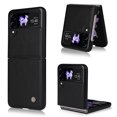 thumbnail image 1 of Mantto Case for Samsung Galaxy Z Flip 3 with Strong Magnetic Attraction Slim Thin Fit Profile Case, Luxury PU leather Soft Silicone Shockproof Protective Folding Cover for Samsung Z Flip3,Black, 1 of 8
