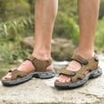 thumbnail image 6 of OutPro Men's Leather Sandals Hiking Outdoor Water Beach Sports Mens Sandals Fishermen for Summer Open Toe Adjustable Straps Camel, 6 of 9