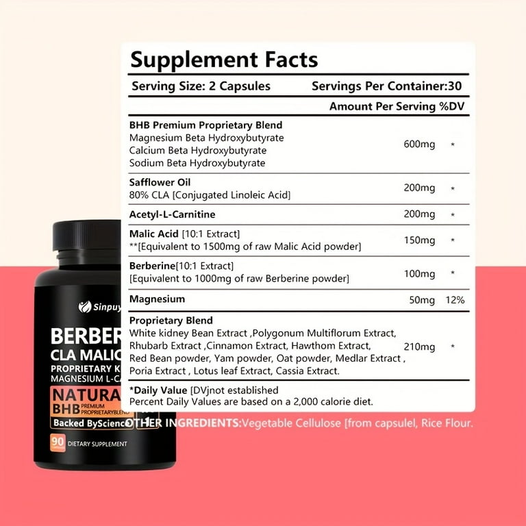 l carnitine vs berberine Berberine 20 in 1 Keto BHB Supplement - CLA, Malic Acid & L-Carnitine for  Metabolism & Energy Support, 90 Capsules