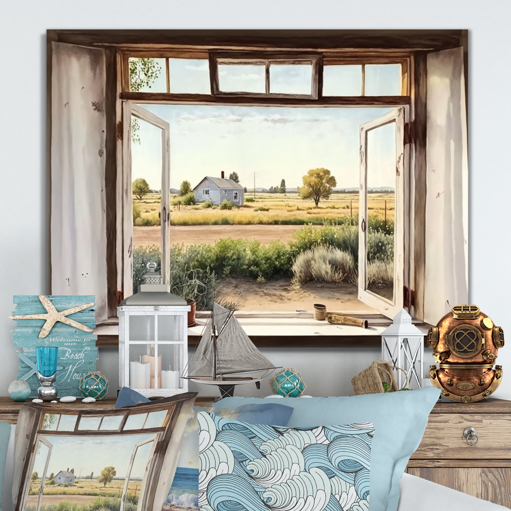 Designart Window To Landscape Views I Canvas Wall Art