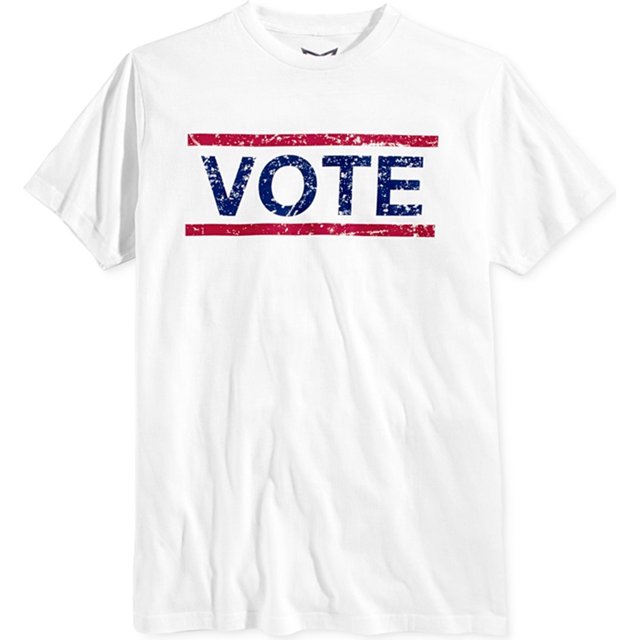 Camiseta gráfica Univibe VOTE para hombre, blanca, pequeña