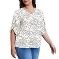 thumbnail image 2 of Asklazy Women's Fall Casual 3/4 Ruffled Sleeve Chiffon Blouse Tops for Women,US Size,2XL,White Dot, 2 of 7