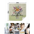 thumbnail image 4 of Watercolor Flowers Cloth Napkins Set of 8 Reusable Dinner Napkins, Spring Floral Sage Green Stripes Check Cocktail Napkin Washable Table Napkins for Wedding/Holiday Party/Baby Shower 20"x20", 4 of 7