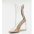 thumbnail image 4 of CAPE ROBBIN Crystal Glaze Womens Perspex Lucite Clear Pointy Toe Chunky Heel Ankle Boots, 4 of 7