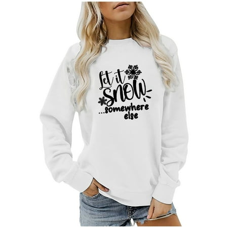 

Aueoeo Crewneck Sweatshirts Sweatshirt for Women Crewneck Women s Fashion Autumn Loose Print Long Sleeve Blouse Crew Neck Casual Pullover Tops Blouses