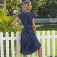 thumbnail image 5 of Women's Retro Elegant Short-Sleeve Polka Dot Pleated Dress, 5 of 5