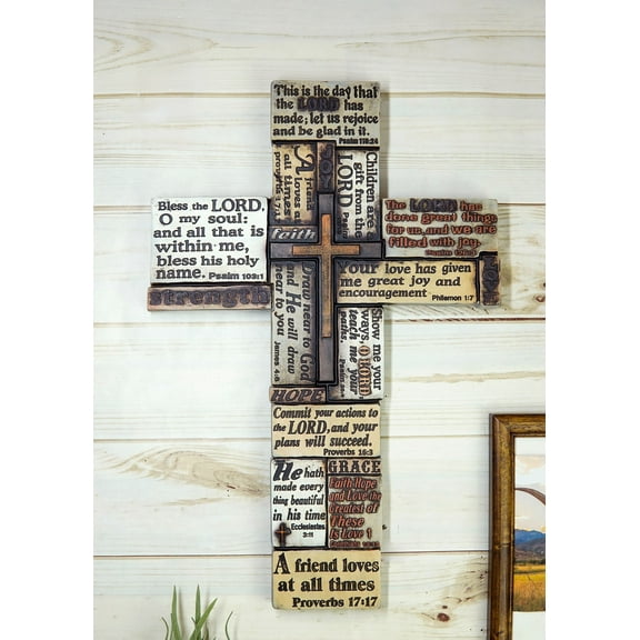 Large Inspirational Strength Faith Love Hope Christian Bible Verses Wall Cross