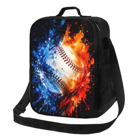 Baseball Lunch Bag Insulated Thermal Lunch Box with Shoulder Strap & Handle for Women and Men