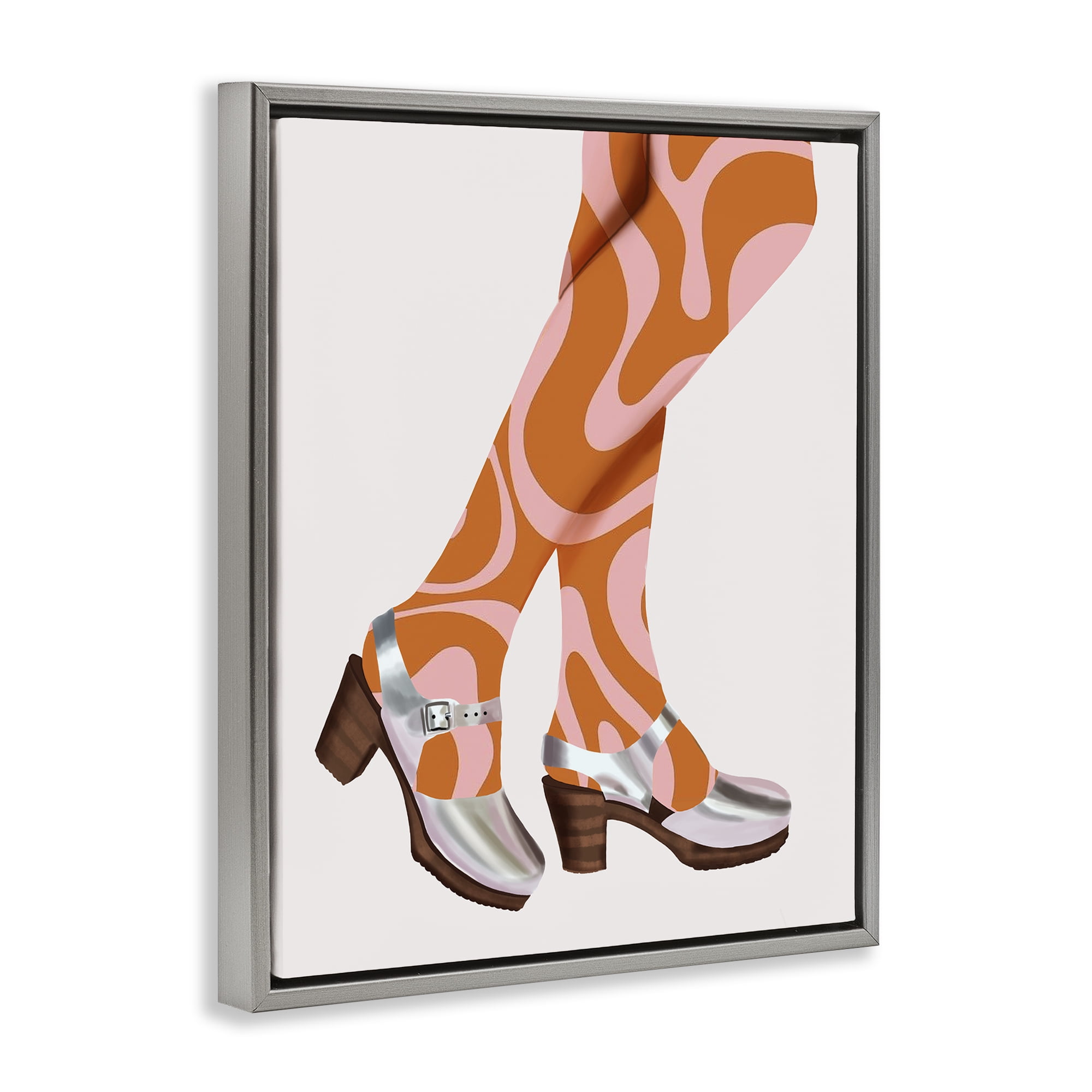 Stupell Industries Groovy Fashion Legs People Painting Gray Floater Framed Canvas Art Print Wall Art, 25 x 31