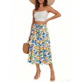 thumbnail image 2 of WTOBBY Women's Bohemian Floral Print Casual Skirt with Secure Side Pocket, Temperament Style Skirt for Everyday Wear Boho Fashion and Music Festivals,Green M, 2 of 4