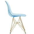 thumbnail image 5 of LeisureMod 5-Piece Dining Set 35" Round Table with MDF Tabletop and White Iron Base 4 ABS Plastic Side Chair with Gold Legs for Modern Home, Kitchen Bristol Collection in Transparent Blue, 5 of 11
