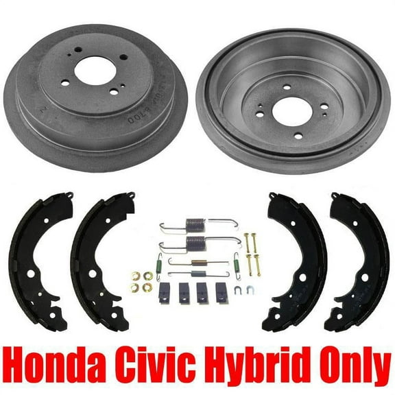 Rear Brake Drums Shoes & Springs 4Pc kit for Honda Civic Hybrid 03-05 ONLY