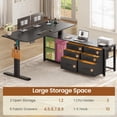 thumbnail image 6 of 55" L Shaped Electric Standing Desk with 6 Fabric Drawers and Storage Shelves, Height Adjustable Computer Desk, Home Office Desk, 6 of 7